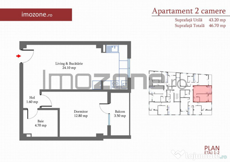 Ap 2 cam. 46 mp, etaj 1 din 4, langa METROU Pacii, str Ma... 