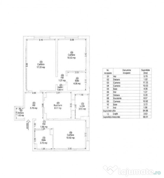 Apartament cu 3 camere, 2 bai, in Circumvalatiunii 