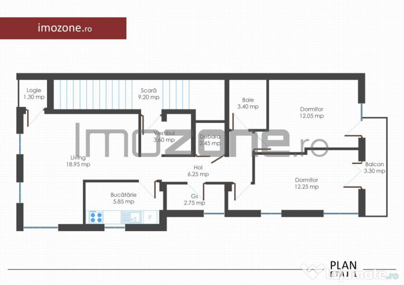 Apartament 3 cam., 2 bai, 2 balc., bloc nou, finisat la c... 