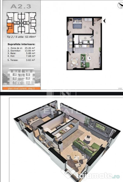Apartamente cu 2 camere, etaj intermediar, bloc nou, Toro...