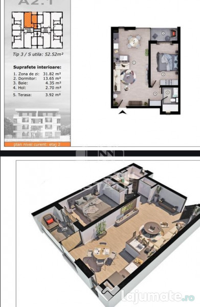 Apartamente cu 2 camere, etaj intermediar, bloc nou, Toro...