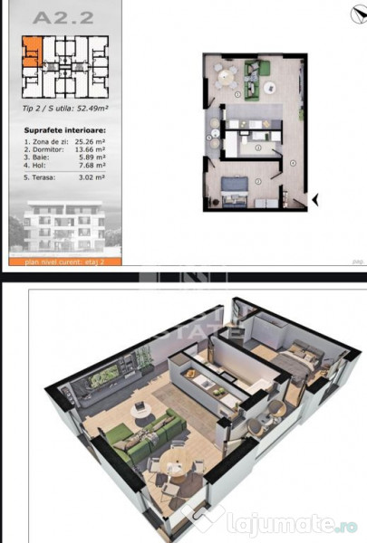 Apartamente cu 2 camere, etaj intermediar, bloc nou, Toro...