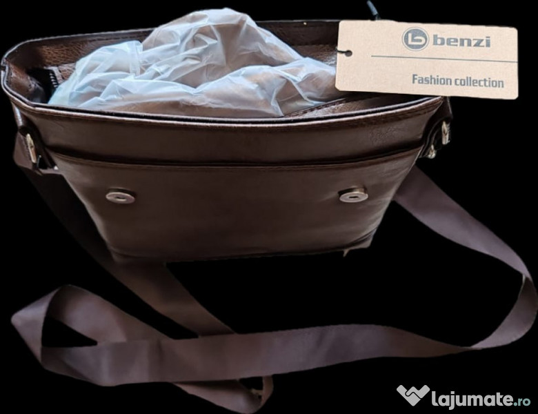 Geanta de umăr, Piele Ecologica, brand BENZI, BZ 5308 B, Maro 
