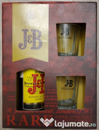 Whisky J&B Rare, 0.7 L + 2 pahare