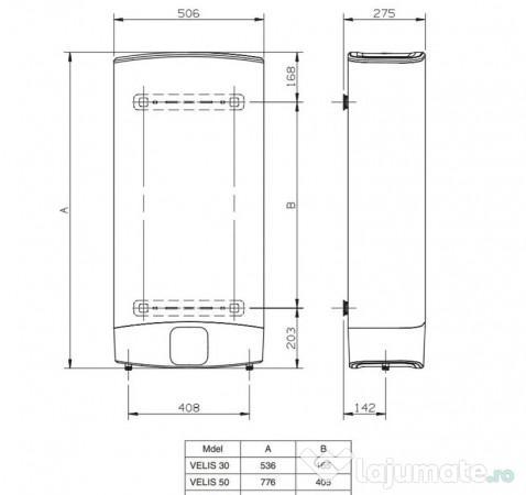 Boiler electric Ariston Velis Evo 50 EU, capacitate 50 litri 