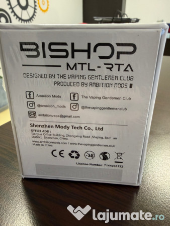 Atomizor Bishop MTL RTA – Ambition Mods x Vaping Gentlemen – SS 