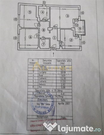 Apartament 3 camere Primarie Popesti Leordeni 