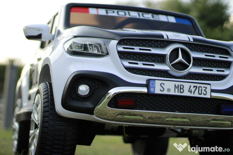 Masinuta electrică de poliție Mercedes X-Class 4x4 180W #alb