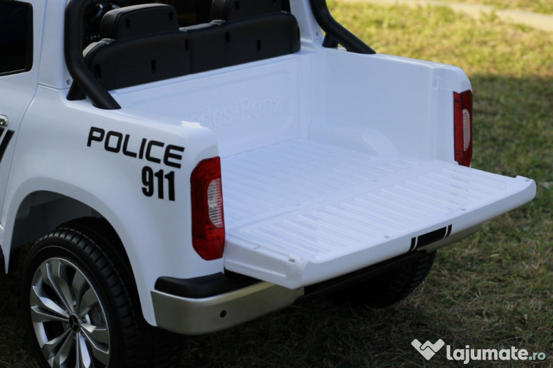 Masinuta electrică de poliție Mercedes X-Class 4x4 180W #alb