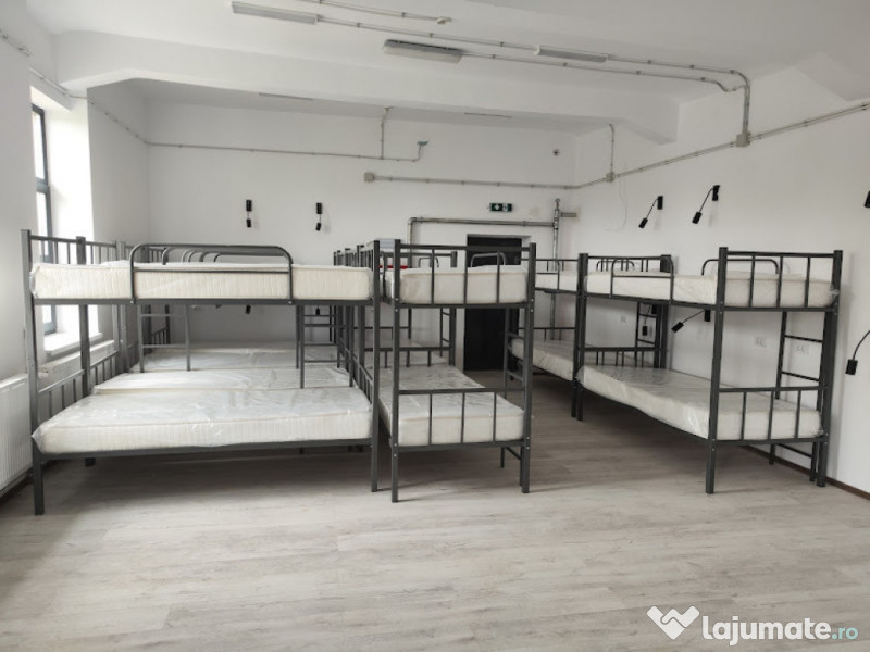 Pat etajat metalic BEL 21 LYA+2 saltele+Set complet lenjerie și pilote 