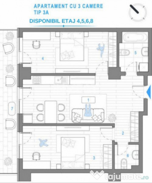 APARTAMENT 3 CAMERE , NICOLINA , DECOMANDAT , ETAJ INTERMEDI