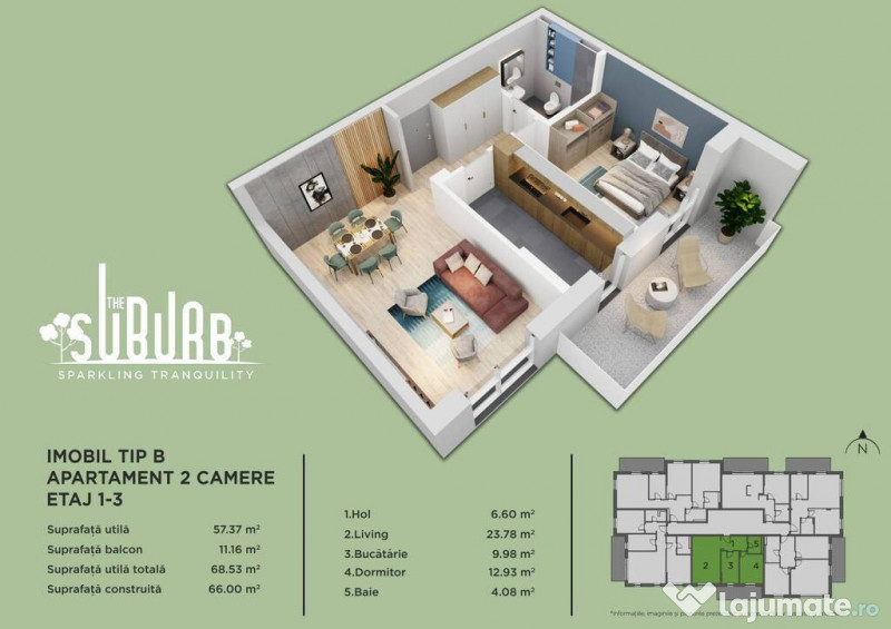 Apartament 2 camere The Suburb Buftea 