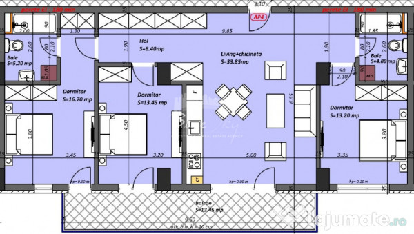 Apartament 4 camere situat in Tomis Plus- Madrid 48 
