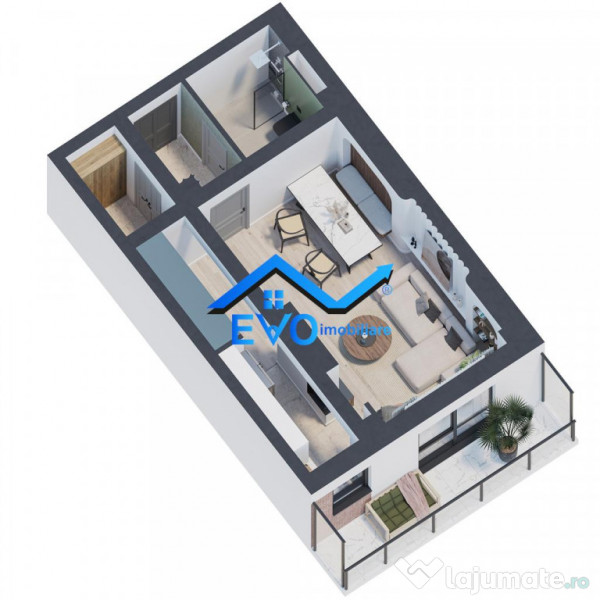 Apartament de , 1 camera, open space, Galata 