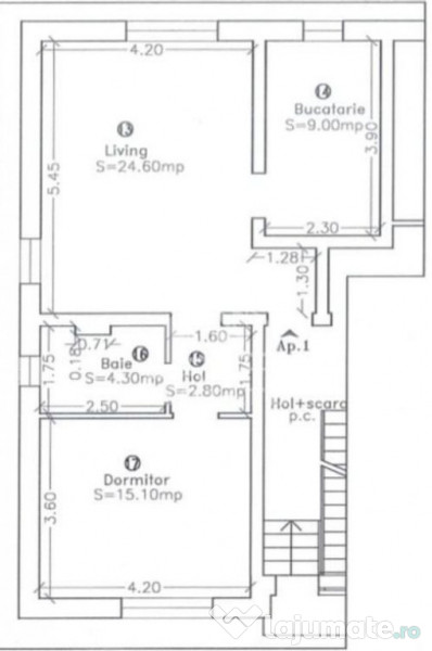 Apartament cu 2 camere mobilat cu gradina proprie de 50 m... 