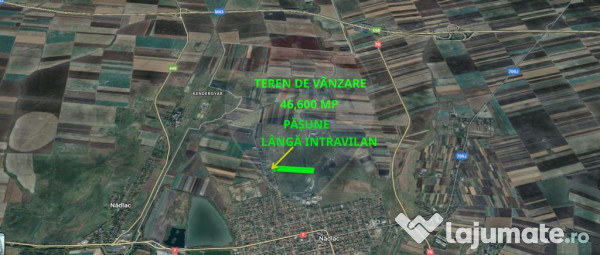 Teren cu potențial de vânzare 46,600mp lângă intravil...