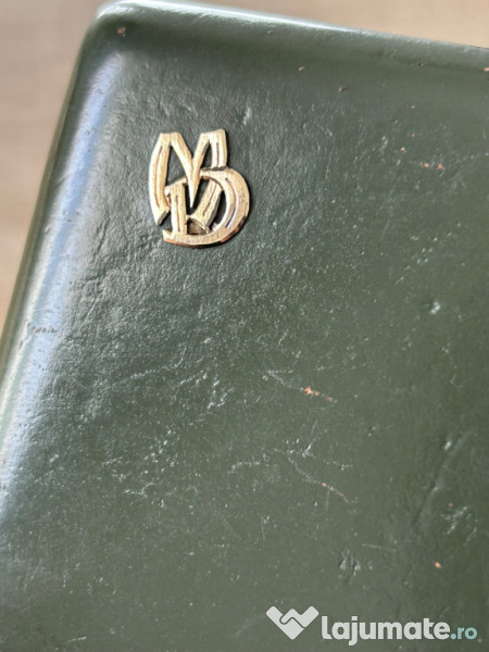 Tabachera de piele verde vintage