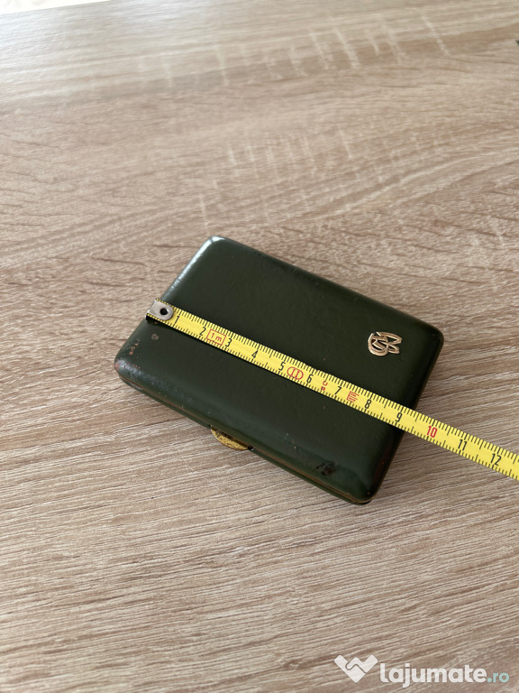 Tabachera de piele verde vintage