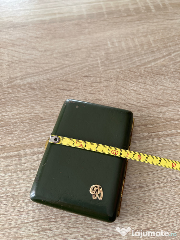 Tabachera de piele verde vintage