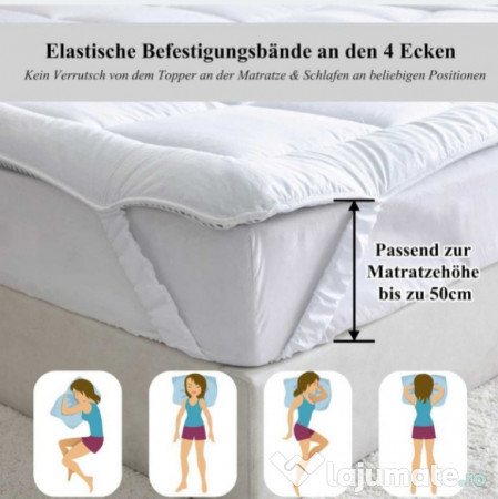 Topper saltea cu tesatura bumbac 100% pt. pat 140 cm/200 cm 