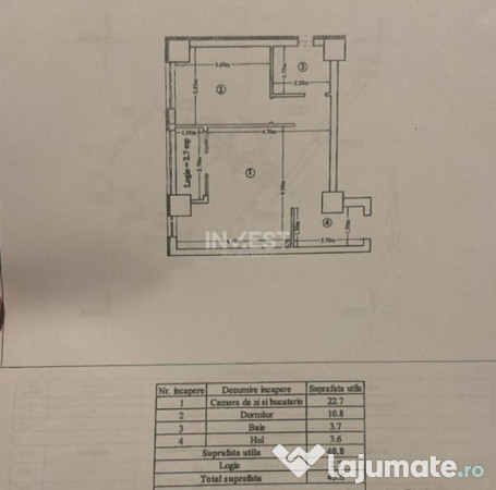 APARTAMENT CU 2 CAMERE , OPEN-SPACE, ETAJ INTERMEDIAR, CAPAT 