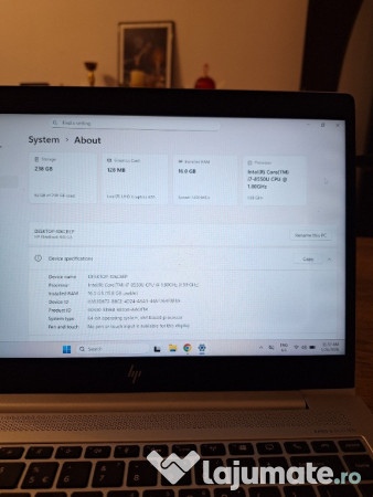 HP EliteBook 840 G5 i7, 16 GB RAM și 256 GB SSD 