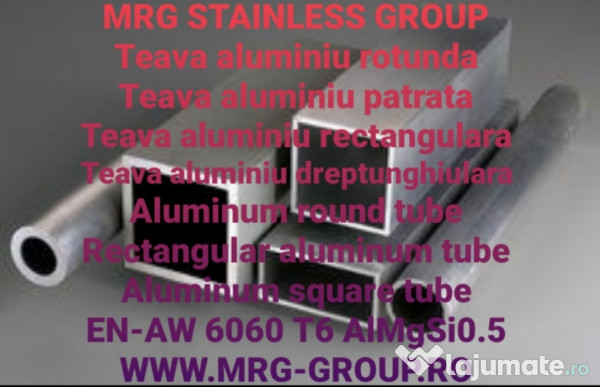 Teava aluminiu 50x2mm teava AlMgSi0.5 rotunda patrata Inox 