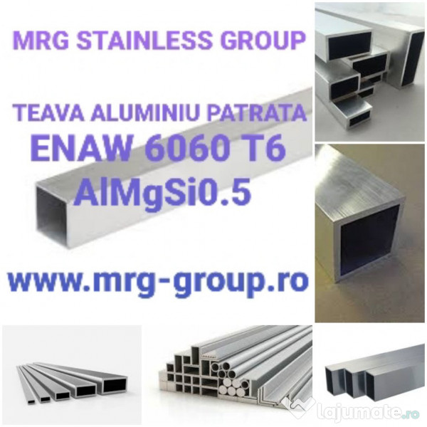 Teava aluminiu 50x2mm teava AlMgSi0.5 rotunda patrata Inox 