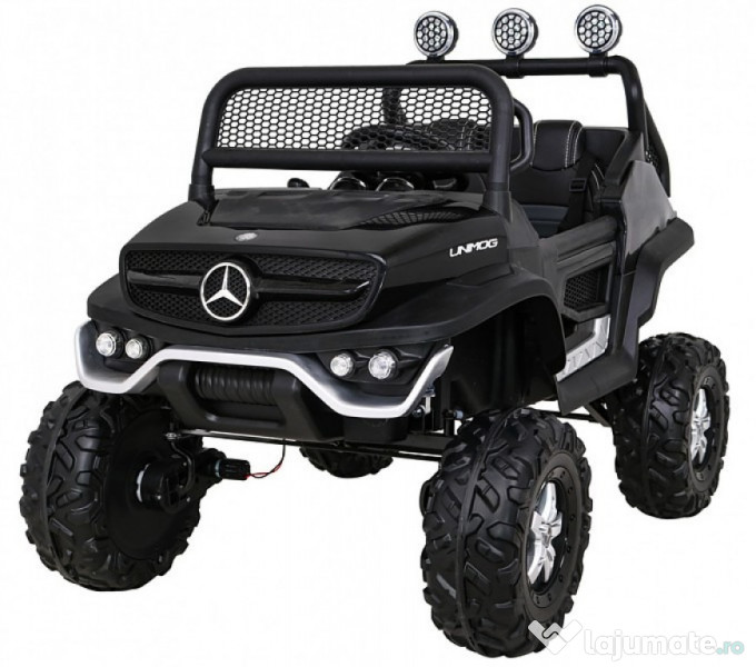UTV electric pentru 2 copii Mercedes UNIMOG 90W 12V #Black 