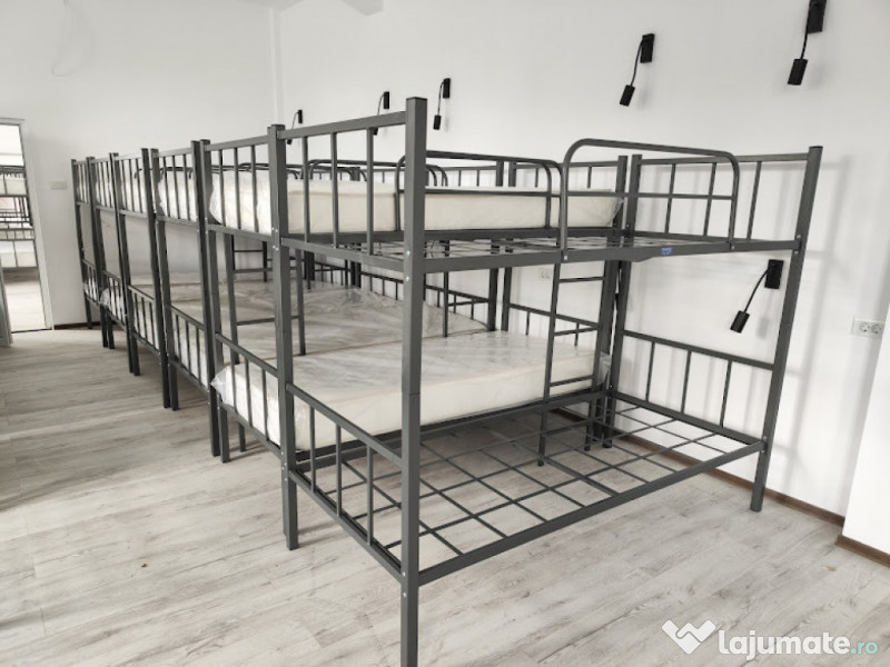 Pat metalic etajat BEL 2+2 saltele +set lenjerie complet–Super Oferta!