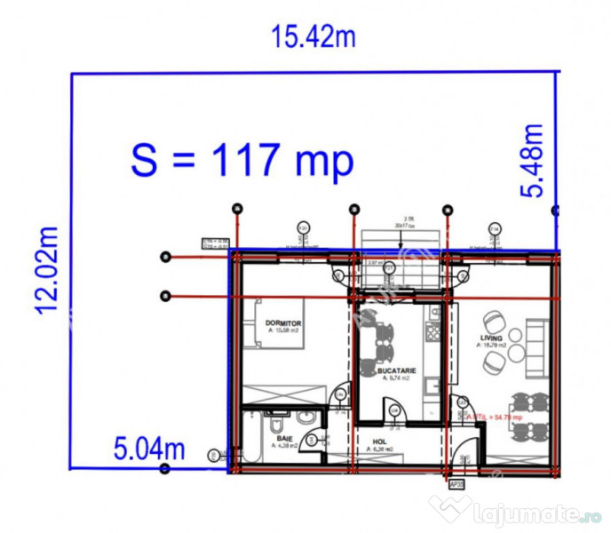 Apartament la cheie 2 camere si gradina proprie117 mp zona D