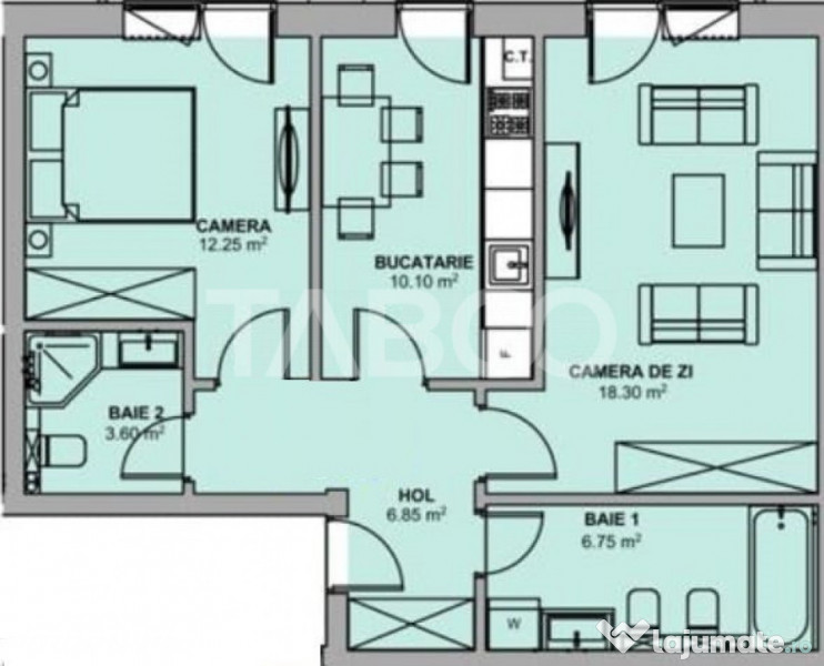 Apartament de vanzare 58 mpu FINISAT LA CHEIE 2 camere Doamn 