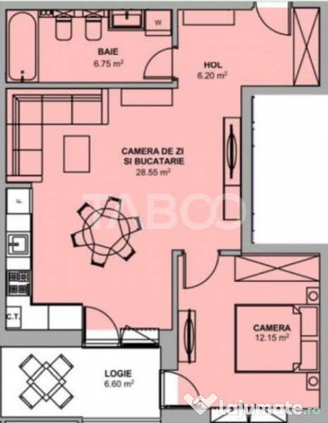 Apartament la cheie 54 mpu 2 camere balcon loc parcare Doamn 