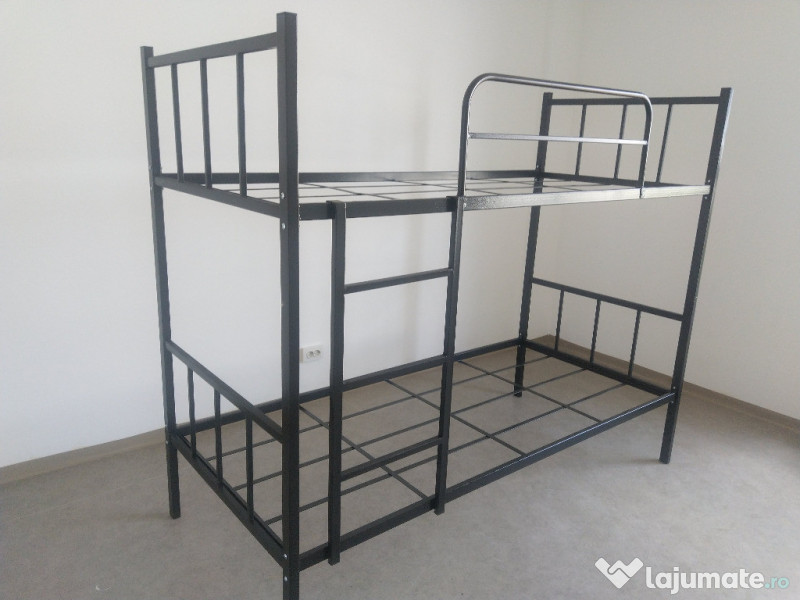Pat etajat metalic BEL 21 LYA+2 saltele+Set complet lenjerie și pilote 