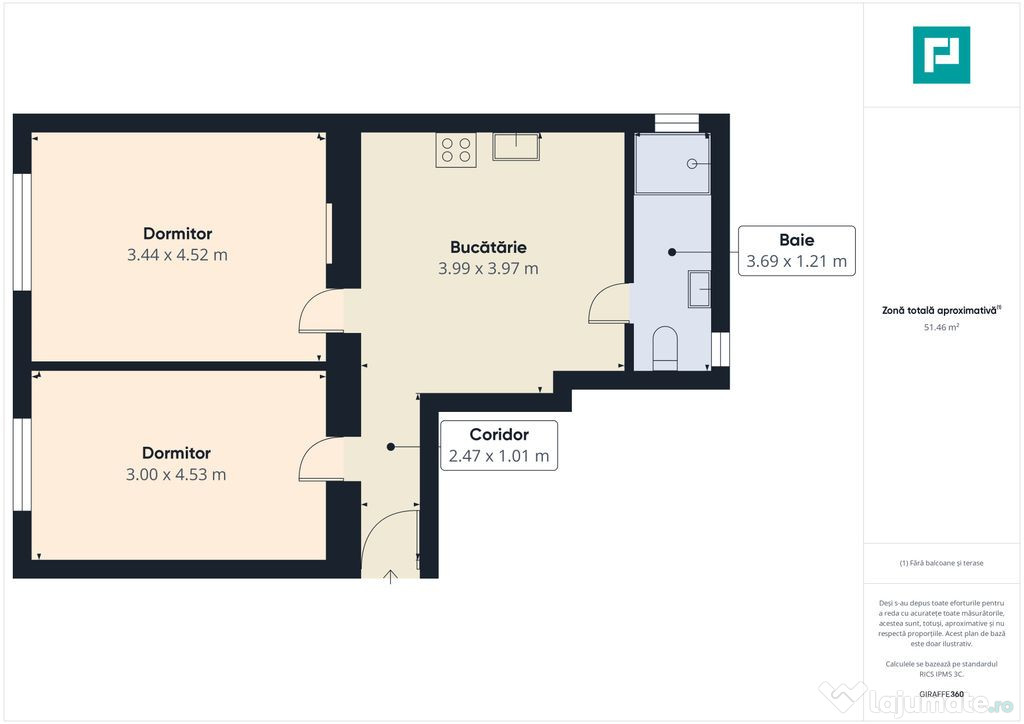 Apartament cu 2 camere la curte , renovat recent 