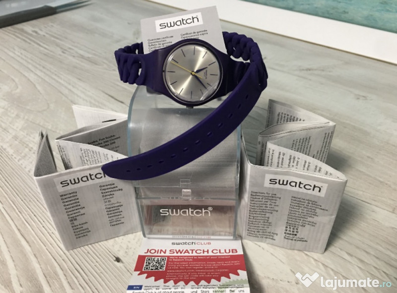 Ceas dama SWATCH nou, GV127, mov, rezistent la apa 