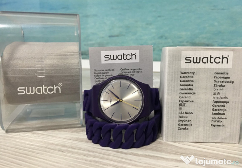 Ceas dama SWATCH nou, GV127, mov, rezistent la apa 
