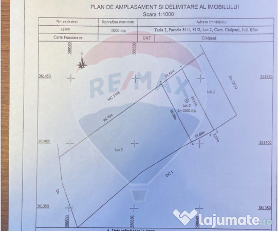 Teren 1,000mp Ciolpani / Strada Catunului 