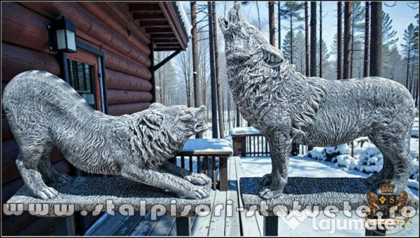 Set pereche lupi mari, gri antichizat, model S95-S96. 