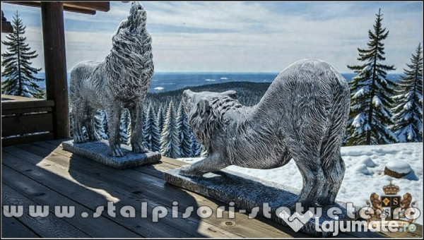 Set pereche lupi mari, gri antichizat, model S95-S96. 