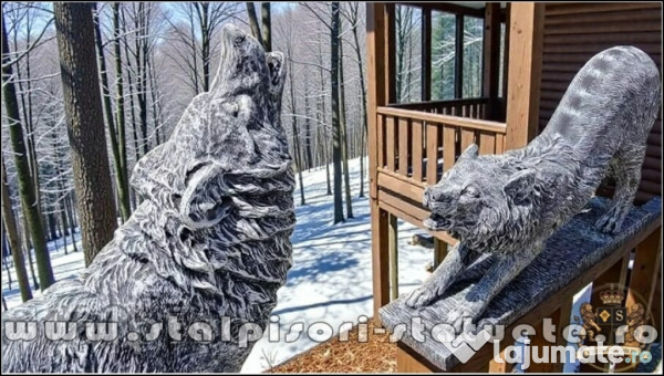 Set pereche lupi mari, gri antichizat, model S95-S96. 