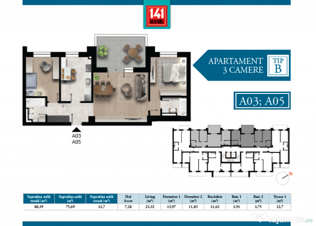 Apartament 3 camere, faza 4 Maniu 141, la 3 minute de Metrou Pacii 