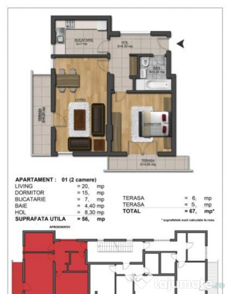 Bragadiru 2 cam, decom, et. 4/4, suprf. 56 mp, an 2016 