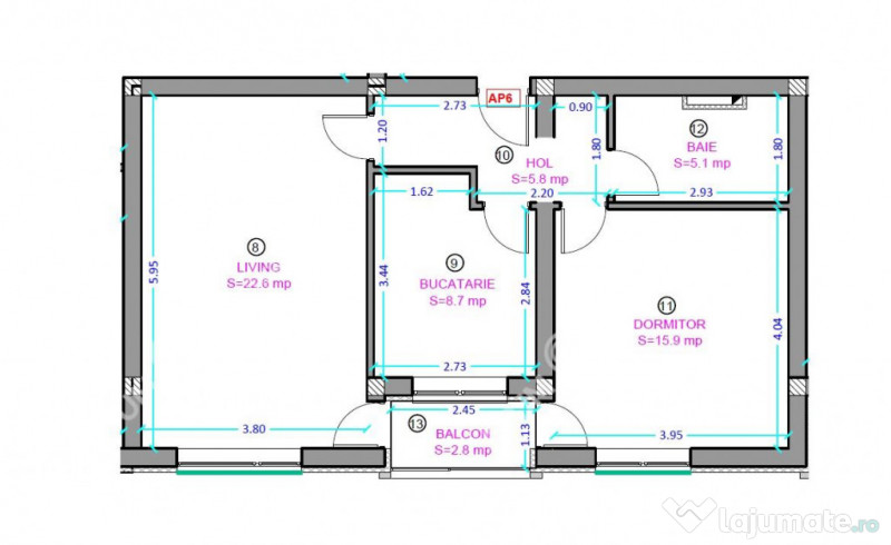 Apartament cu 2 camere decomandate etaj 1 zona Semaforului