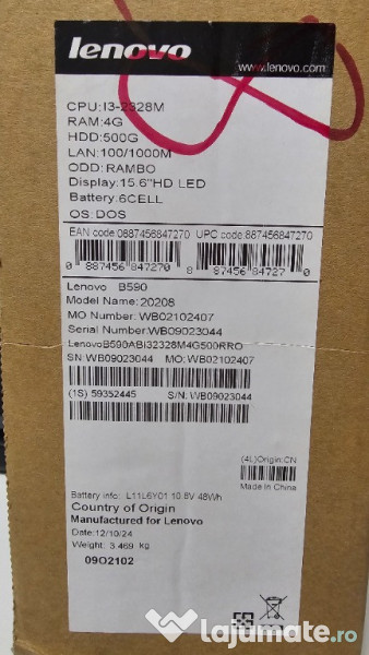 Laptop Lenovo B590 procesor I3 8Gb ram 