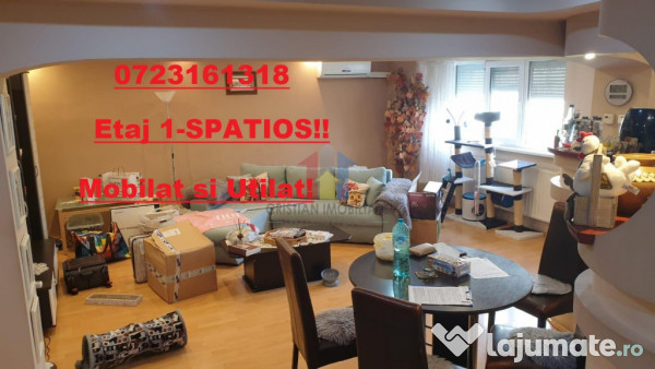 3 camere etaj 1, 2 balcoane, Mobilat si Utilat, decomandat, 