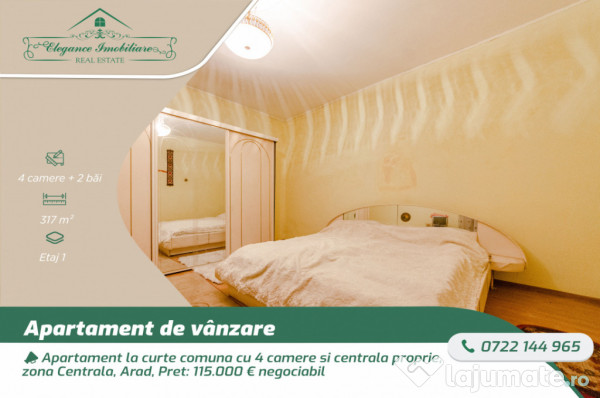 Apartament la curte comuna cu 4 camere si centrala proprie,