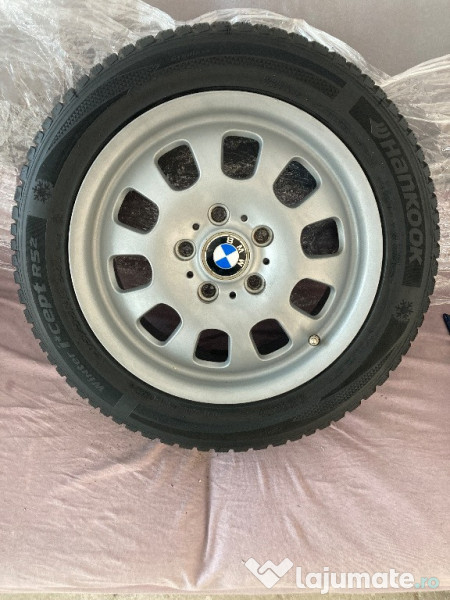 Set jante BMW 5x120 R16 + cauciucuri iarna Hankook foarte bune + cadou 