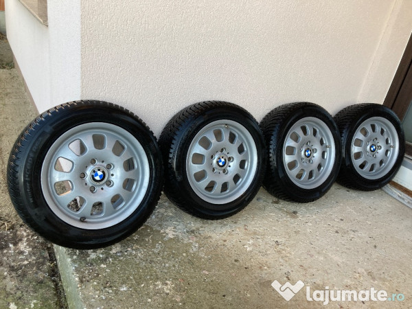 Set jante BMW 5x120 R16 + cauciucuri iarna Hankook foarte bune + cadou 