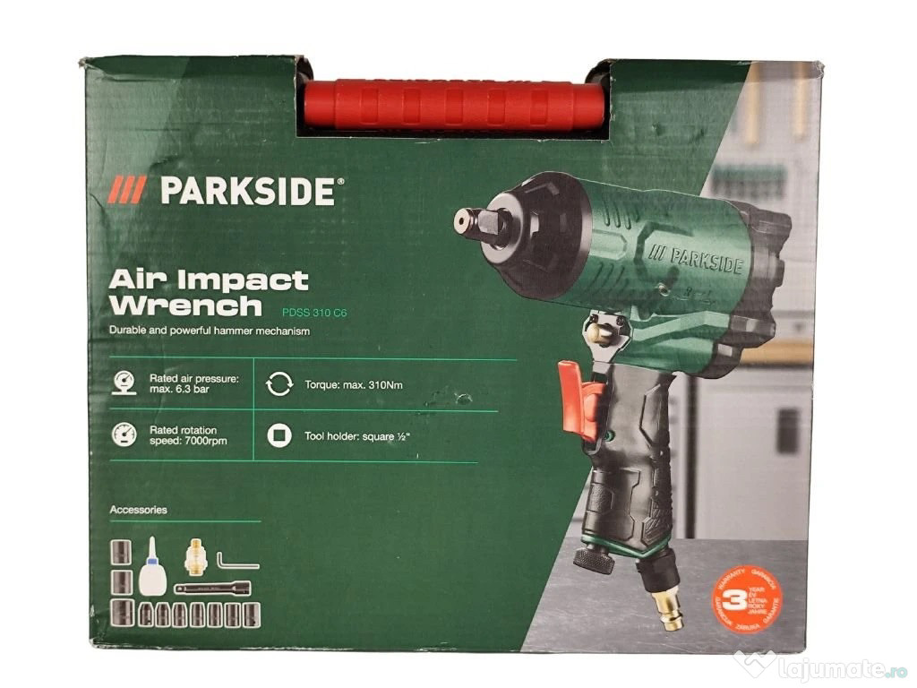 Cheie pneumatică Parkside PDSS 310 C6 – 310 Nm, 6.3 bar auto